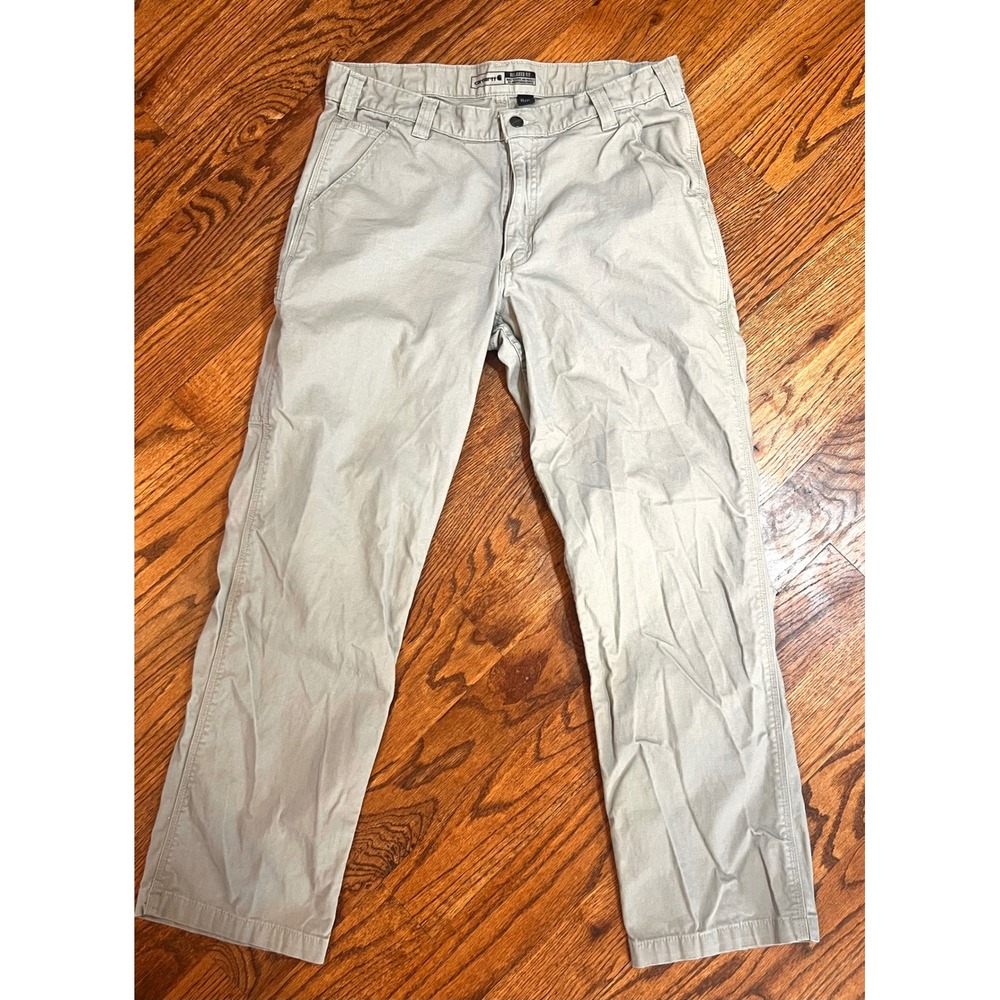 Carhartt Rugged Flex Relaxed Fit Canvas Work Pants Khaki BN2291-M 35x32 Mens